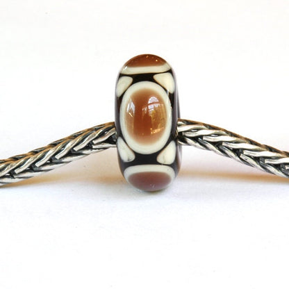 Big Hole European Charm Lampwork Glass Bead-Brown & Ivory Dots