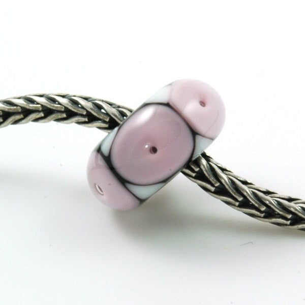 European Charm Bead Big Hole Lampwork Glass Bead Pale Pink Bubble Dots