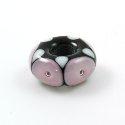 European Charm Bead Big Hole Lampwork Glass Bead Pale Pink Bubble Dots