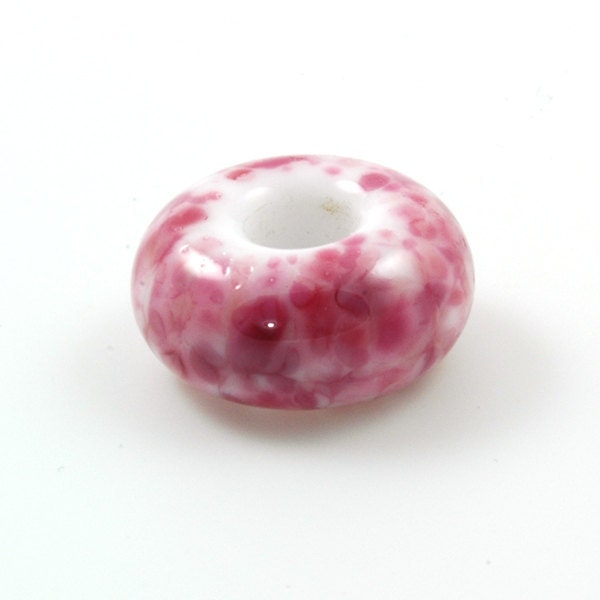 Big Hole European Charm Bead Pink Petals Lampwork Glass