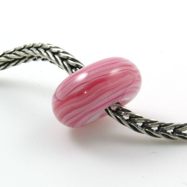 European Large Hole Rubino Pink Swirl Lampwork Glass Bead