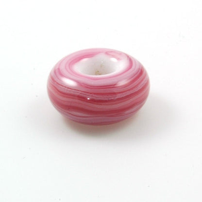 European Large Hole Rubino Pink Swirl Lampwork Glass Bead
