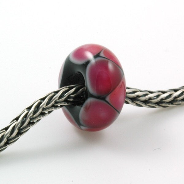 European Large Hole Hot Pink Triangles Lampwork Glass Bead