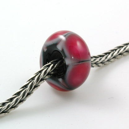 European Charm Bead Big Hole Lampwork Glass Bead Hot Pink Dots