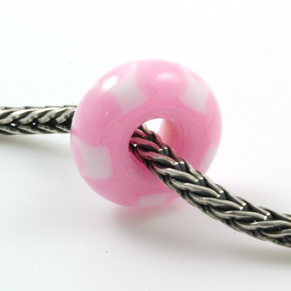 European Charm Bead Big Hole Lampwork Glass Bead Bubblegum Pink