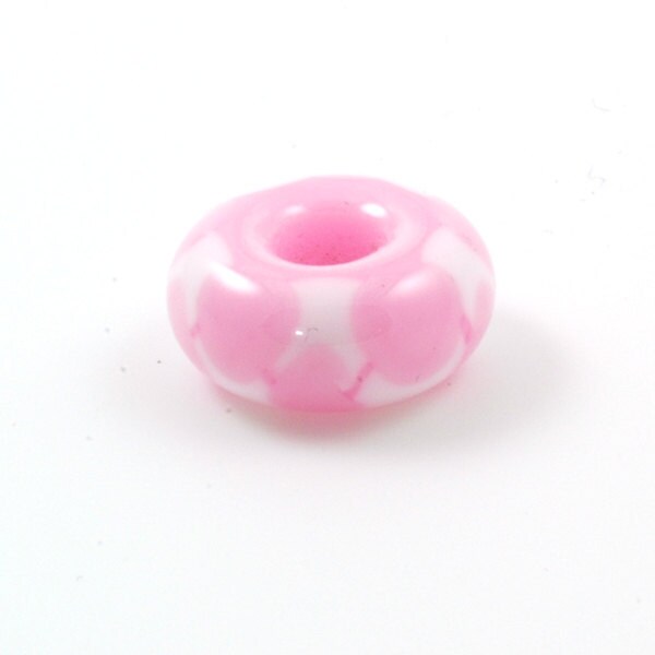 European Charm Bead Big Hole Lampwork Glass Bead Bubblegum Pink