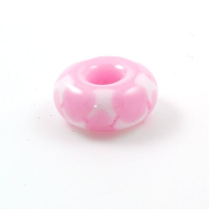 European Charm Bead Big Hole Lampwork Glass Bead Bubblegum Pink