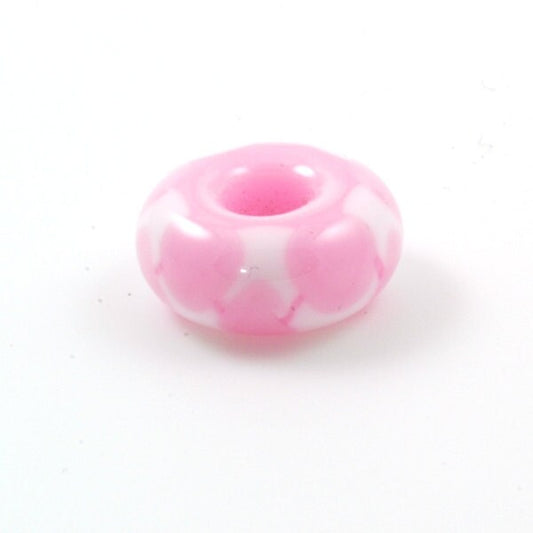 European Charm Bead Big Hole Lampwork Glass Bead Bubblegum Pink