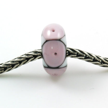 European Charm Bead Big Hole Lampwork Glass Bead Pale Pink Bubble Dots