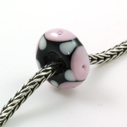 European Charm Bead Big Hole Lampwork Glass Bead Pale Pink Bubble Dots