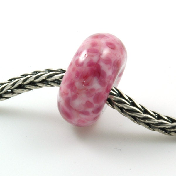 Big Hole European Charm Bead Pink Petals Lampwork Glass