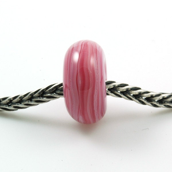 European Large Hole Rubino Pink Swirl Lampwork Glass Bead