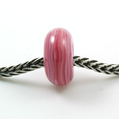 European Large Hole Rubino Pink Swirl Lampwork Glass Bead