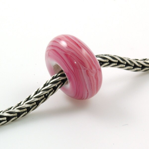 European Large Hole Rubino Pink Swirl Lampwork Glass Bead