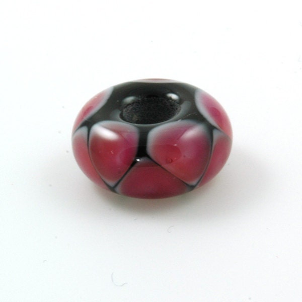 European Large Hole Hot Pink Triangles Lampwork Glass Bead