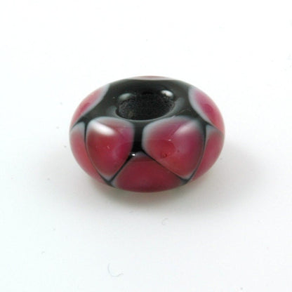 European Large Hole Hot Pink Triangles Lampwork Glass Bead