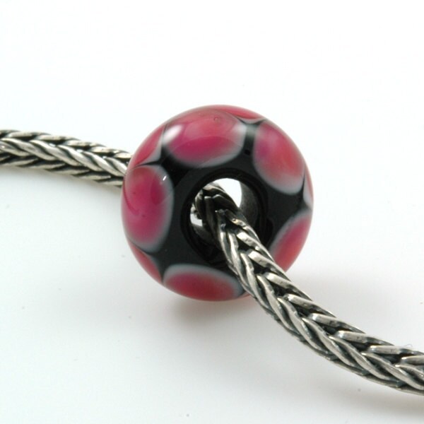 European Large Hole Hot Pink Triangles Lampwork Glass Bead