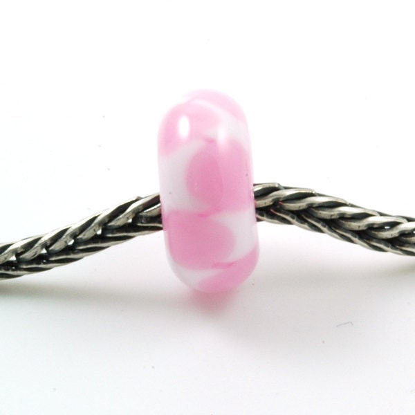 European Charm Bead Big Hole Lampwork Glass Bead Bubblegum Pink