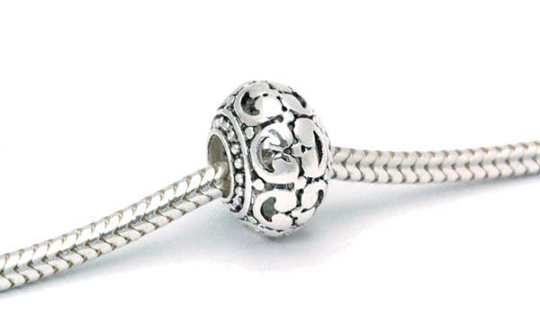 Big Hole Sterling Hollow Filigree Donut Bead
