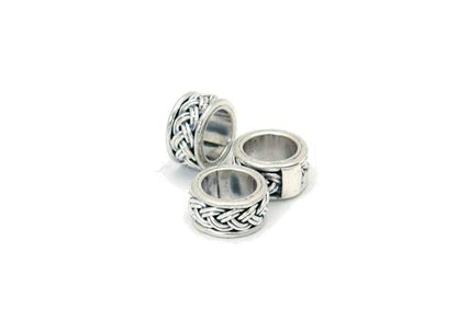 Small Braided Sterling Slider Big Hole Bead