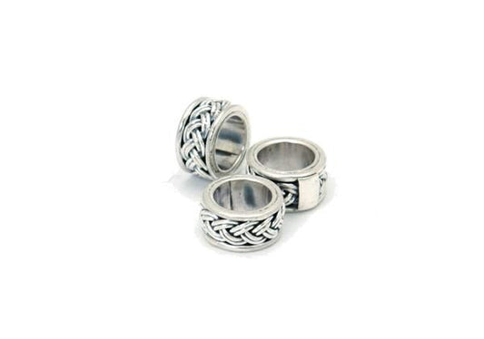 Small Braided Sterling Slider Big Hole Bead