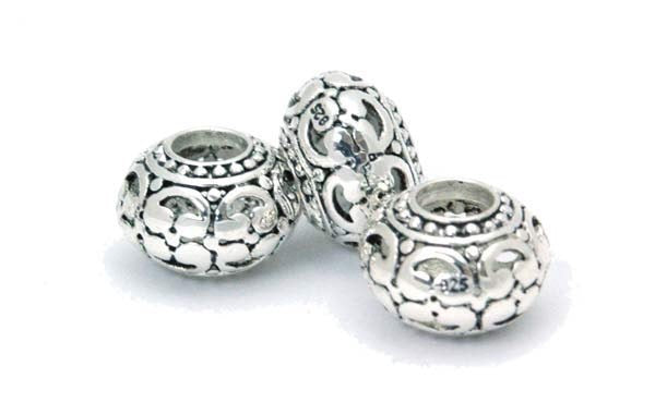 Big Hole Sterling Hollow Filigree Donut Bead