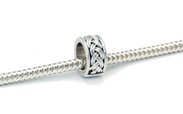 Small Braided Sterling Slider Big Hole Bead