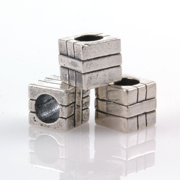 Big Hole Sterling Square Package Present Spacer Bead-X0202