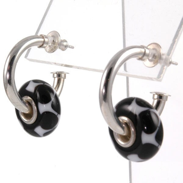 Sterling Silver Interchangeable Hoop Earrings-fit European Charm Beads X0105
