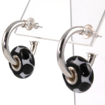 Sterling Silver Interchangeable Hoop Earrings-fit European Charm Beads X0105
