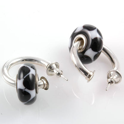 Sterling Silver Interchangeable Hoop Earrings-fit European Charm Beads X0105