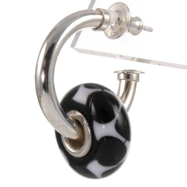 Sterling Silver Interchangeable Hoop Earrings-fit European Charm Beads X0105