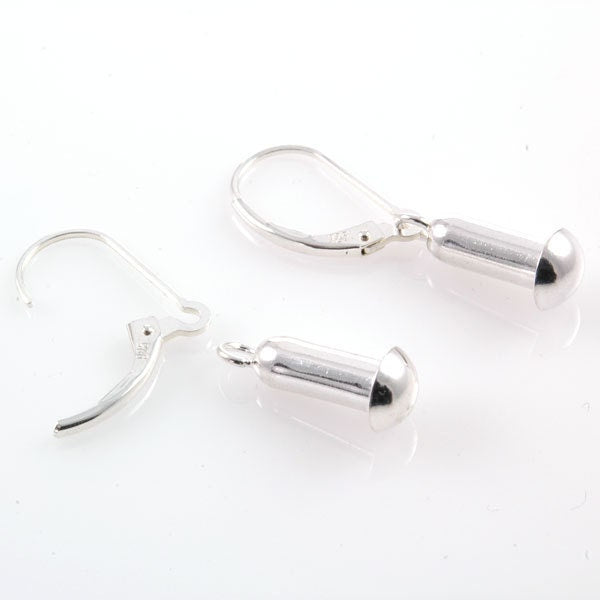 Sterling Silver Interchangeable Leverback Drop Earrings-fit European Charm Beads E0076