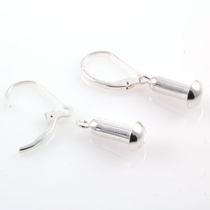 Sterling Silver Interchangeable Leverback Drop Earrings-fit European Charm Beads E0076