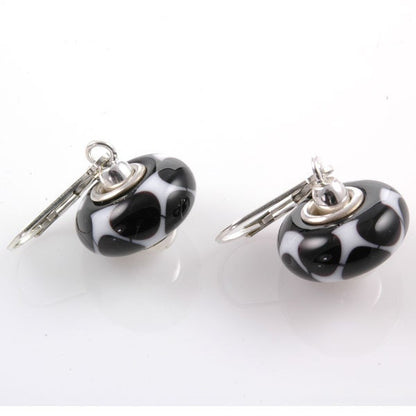 Sterling Silver Interchangeable Leverback Drop Earrings-fit European Charm Beads E0076