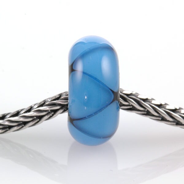 European Charm Bead Big Hole Lampwork Glass Bead Blue Triangles