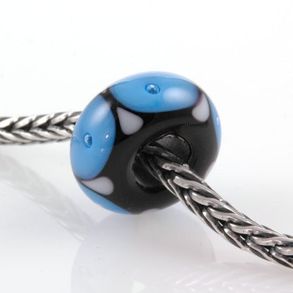 European Charm Bead Big Hole Lampwork Glass Bead Blue Bubbles
