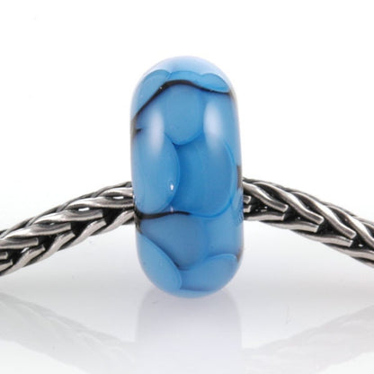 European Charm Bead Big Hole Lampwork Glass Bead Blue Lotus Petals