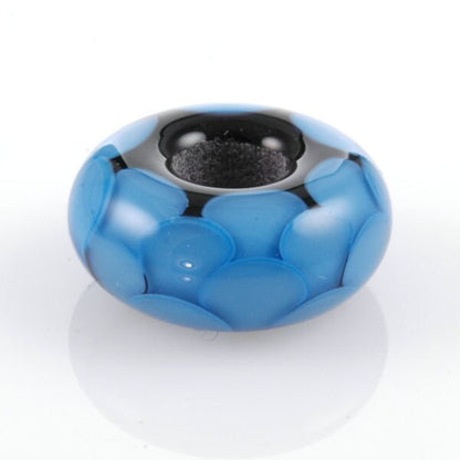 European Charm Bead Big Hole Lampwork Glass Bead Blue Lotus Petals