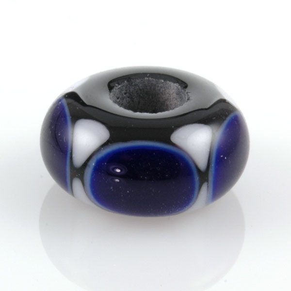 European Charm Bead Big Hole Lampwork Glass Bead Cobalt Blue
