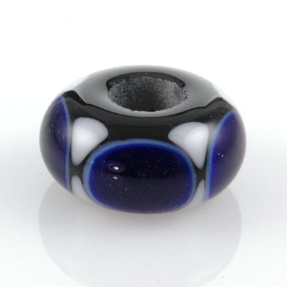 European Charm Bead Big Hole Lampwork Glass Bead Cobalt Blue