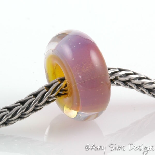 Big Hole European Style Lampwork Glass Bead Pink Haze