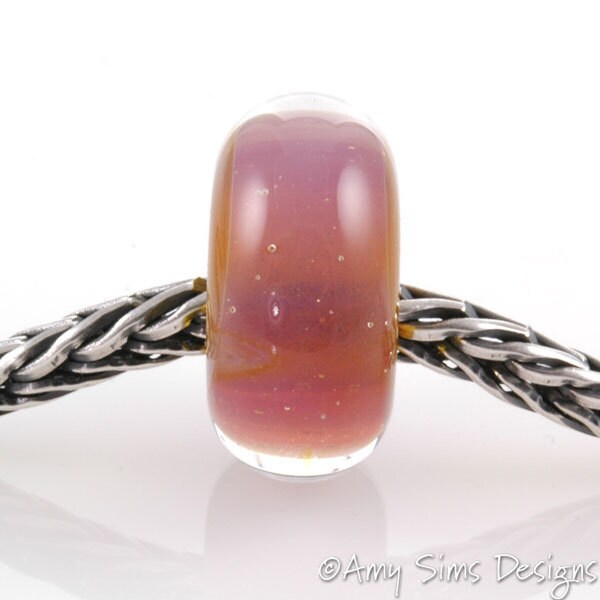 Big Hole European Style Lampwork Glass Bead Pink Haze