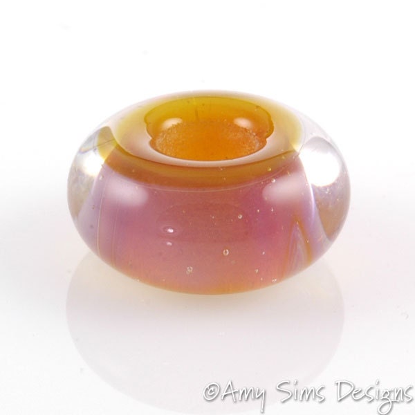 Big Hole European Style Lampwork Glass Bead Pink Haze
