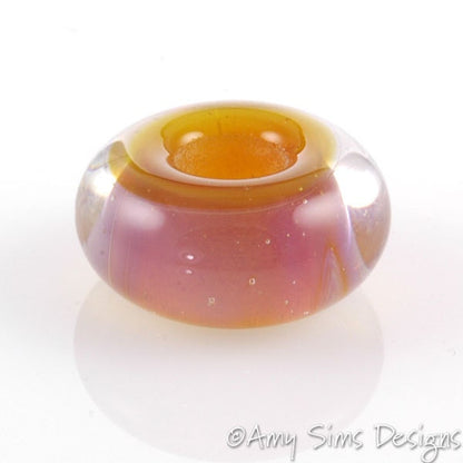 Big Hole European Style Lampwork Glass Bead Pink Haze