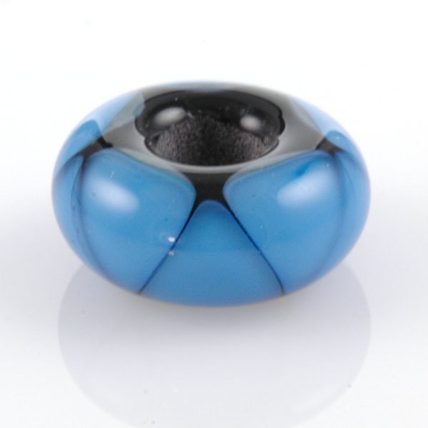 European Charm Bead Big Hole Lampwork Glass Bead Blue Triangles
