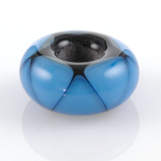 European Charm Bead Big Hole Lampwork Glass Bead Blue Triangles
