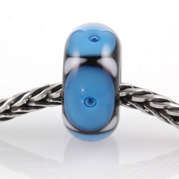 European Charm Bead Big Hole Lampwork Glass Bead Blue Bubbles