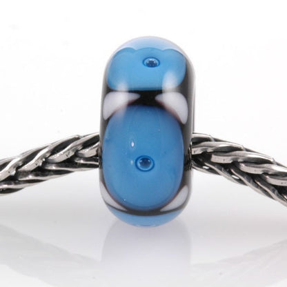 European Charm Bead Big Hole Lampwork Glass Bead Blue Bubbles
