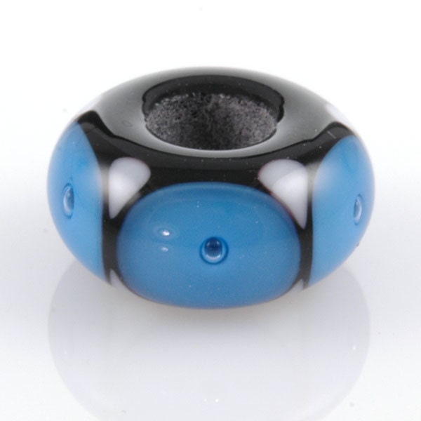 European Charm Bead Big Hole Lampwork Glass Bead Blue Bubbles